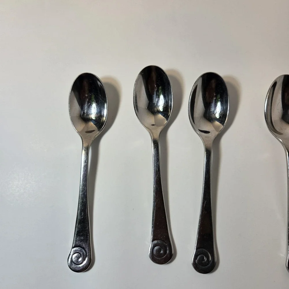 Robert Welch AMMONITE Glossy Teaspoons 18/10 Stainless China Designer 4 Spoon